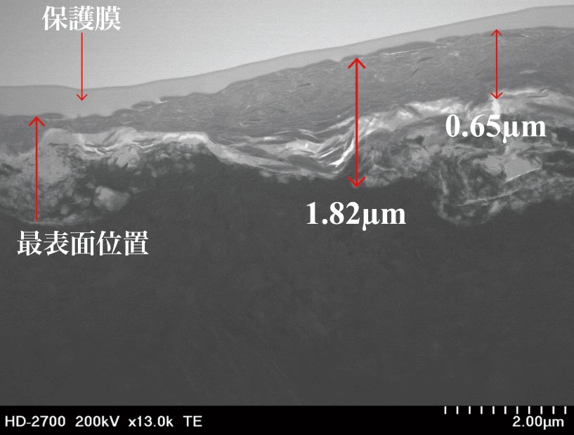 SUS304材に形成された固体潤滑皮膜のSTEM断面観察像